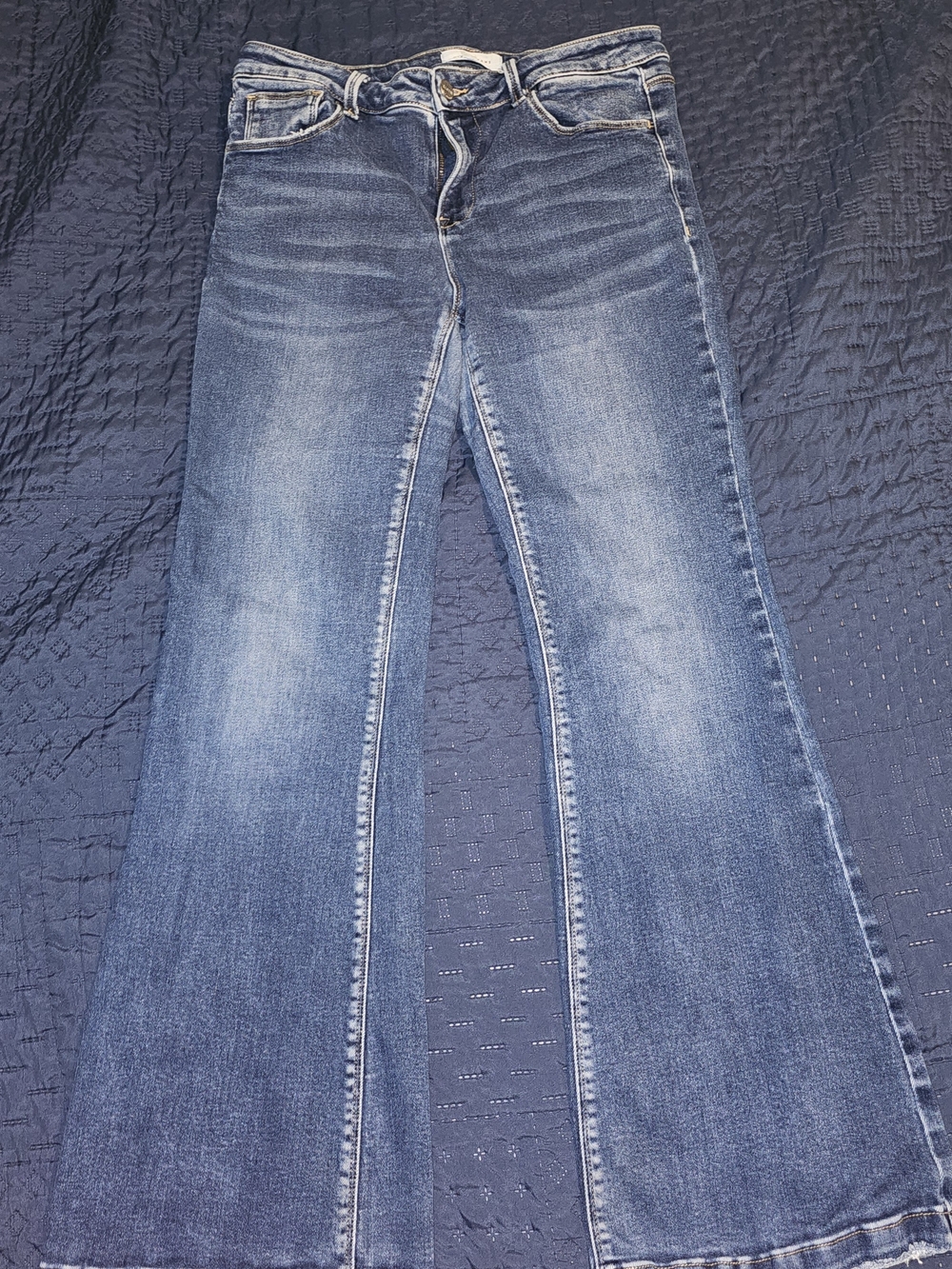 Risen Mid Rise Flare Jeans for Women